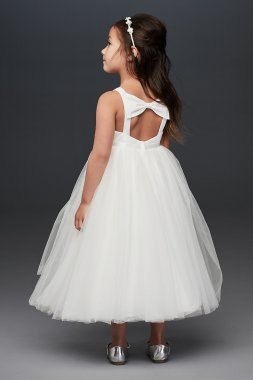 Pleated Ball Gown Flower Girl Dress with Back Bow David's Bridal CR1403