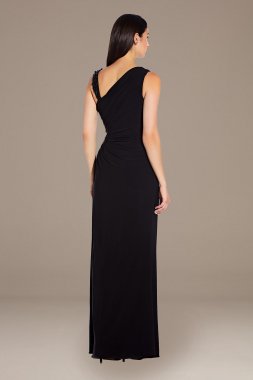 Asymmetrical Draped Gown with Sequin Strap Adrianna Papell AP1E206435