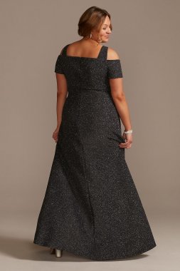 Glitter Short Sleeve Plus Size Dress with Cutouts RM Richards 22029W