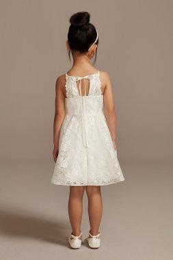 Illusion Lace Tie-Back Halter Flower Girl Dress David's Bridal OP237