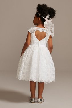 Cap Sleeve Lace Heart Cutout Flower Girl Dress David's Bridal WG1408
