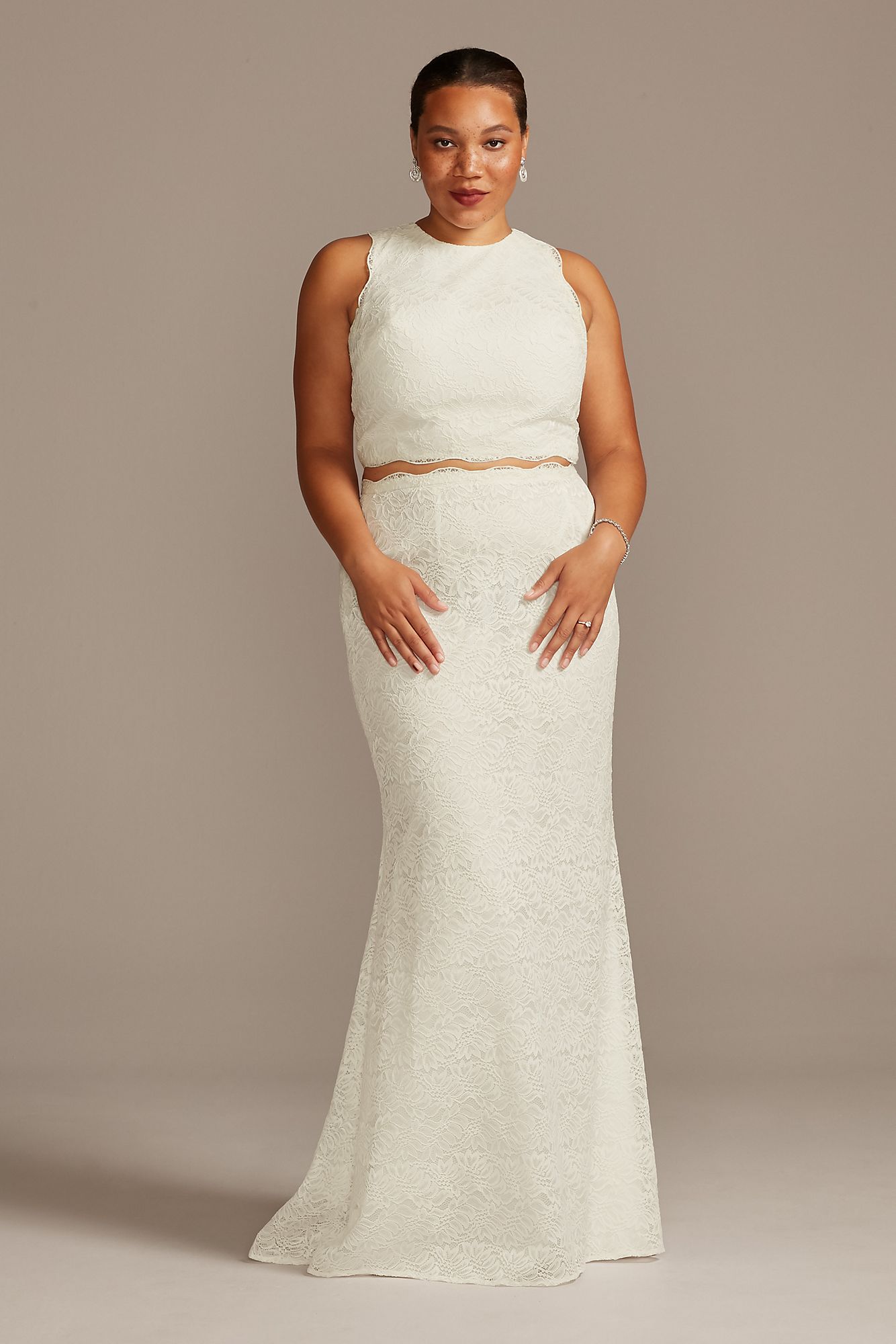 Two-Piece Scalloped Plus Size Wedding Dress Melissa Sweet [8MS251210] $219.99 |